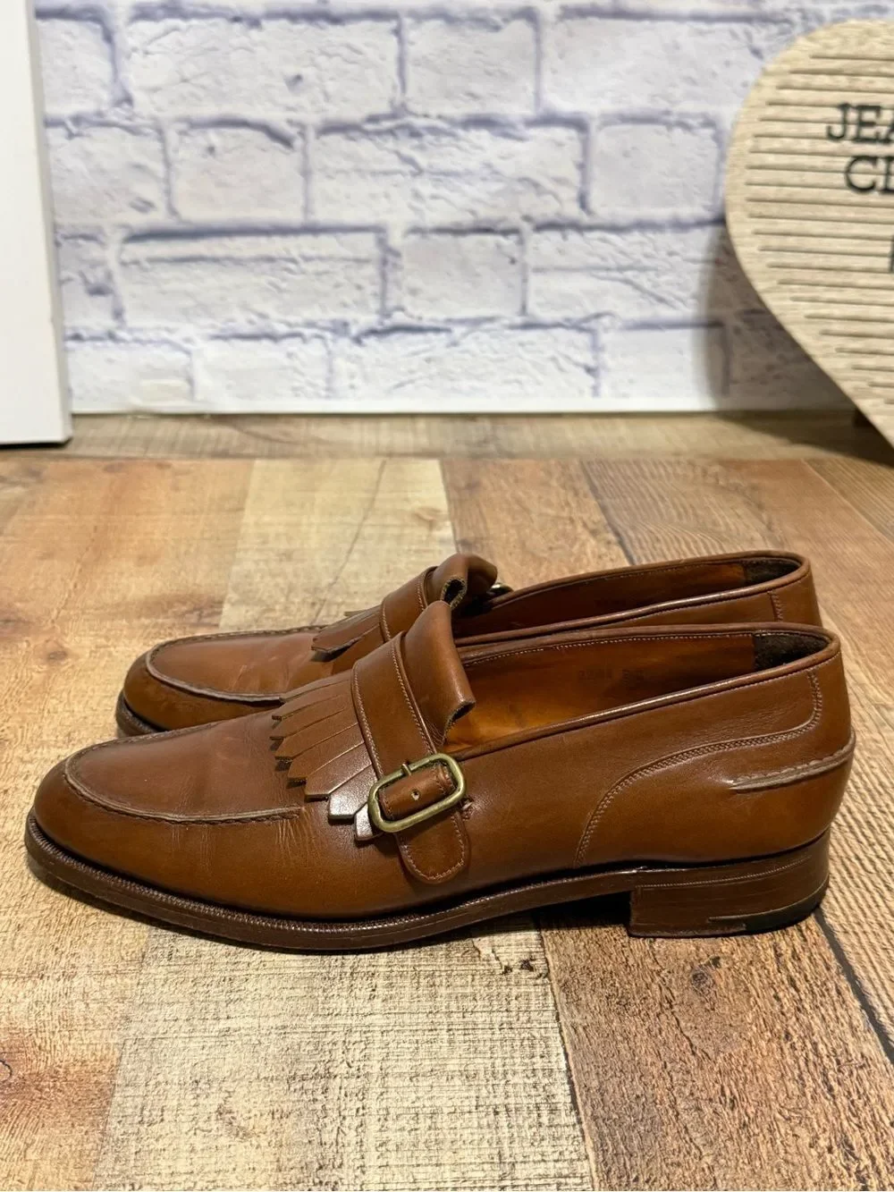 Vintage Polo Ralph Lauren Neiman Marcus Brown Leather Kiltie Monk Strap Loafers